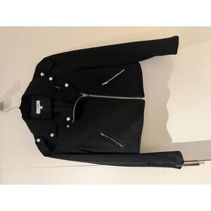 Locana Black Cropped Moto Jacket with Silver Hardware